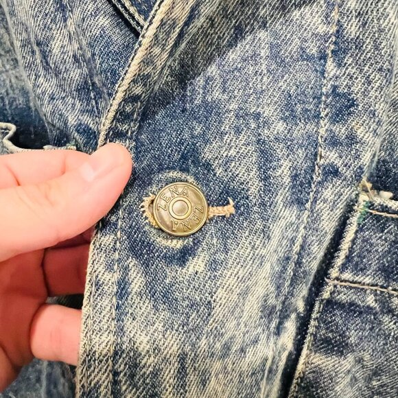 Vintage 80s 90s Denim Jean Jacket Womens Oversize Medium Chore Acid wash - Picture 5 of 16